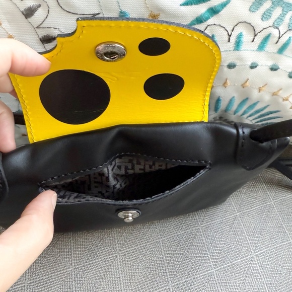 Longchamp x Mr. Bags Cheese Cuir mini crossbody, Black Leather, Limited Edition - Picture 7 of 10